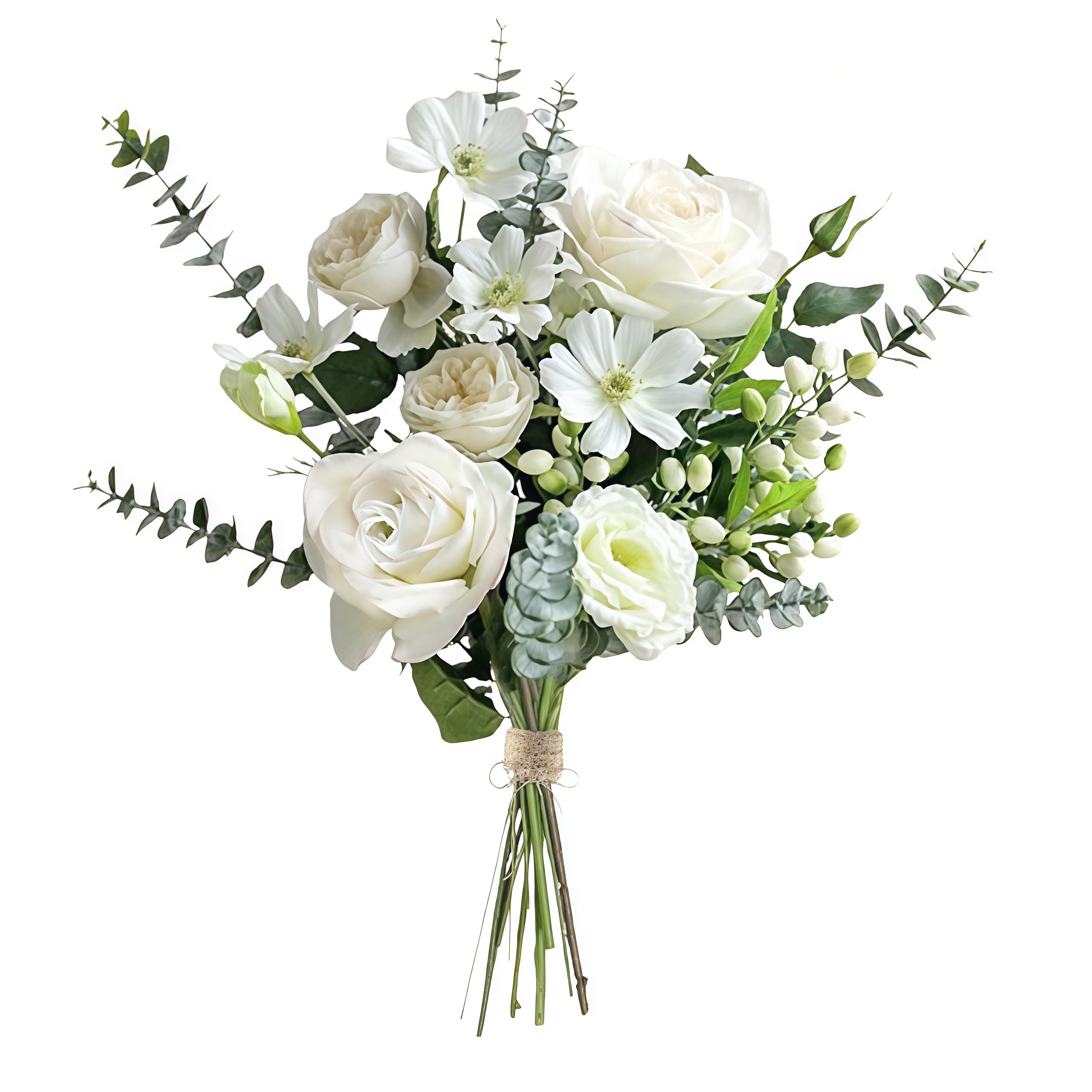 Yeahlee B Artificial Flowers White Rose And Peony Fake Flower Ornaments For Living Room Peony Plants Silk Flower Erries Dried Flowers Ouquet