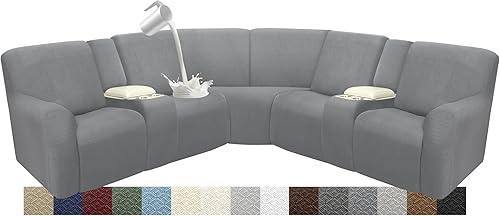 Miniatura 20 de Fundas de sofá reclinable impermeable para sección seccionales Fundas lavables para sofá en forma de L para sofás reclinables Fundas elásticas para