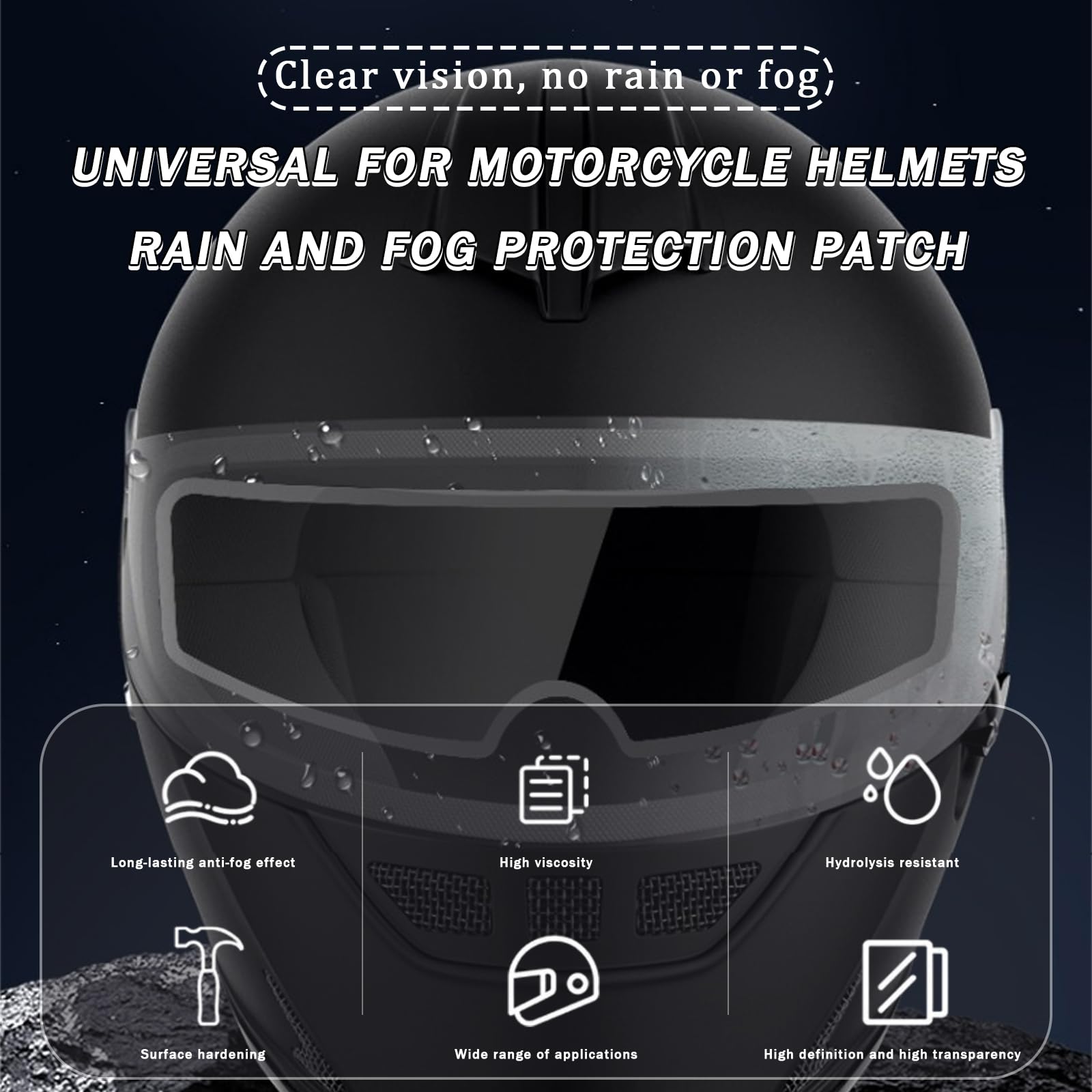 MKNQUVG 4PCS Motorcycle Helmet Visor Anti-Fog & Rainproof Film for Icon airflite IC06, Clear HD Vision Shield Insert with Tool Kit Motorcycles Visors Rainproof Sticker,A/Small : Automotive