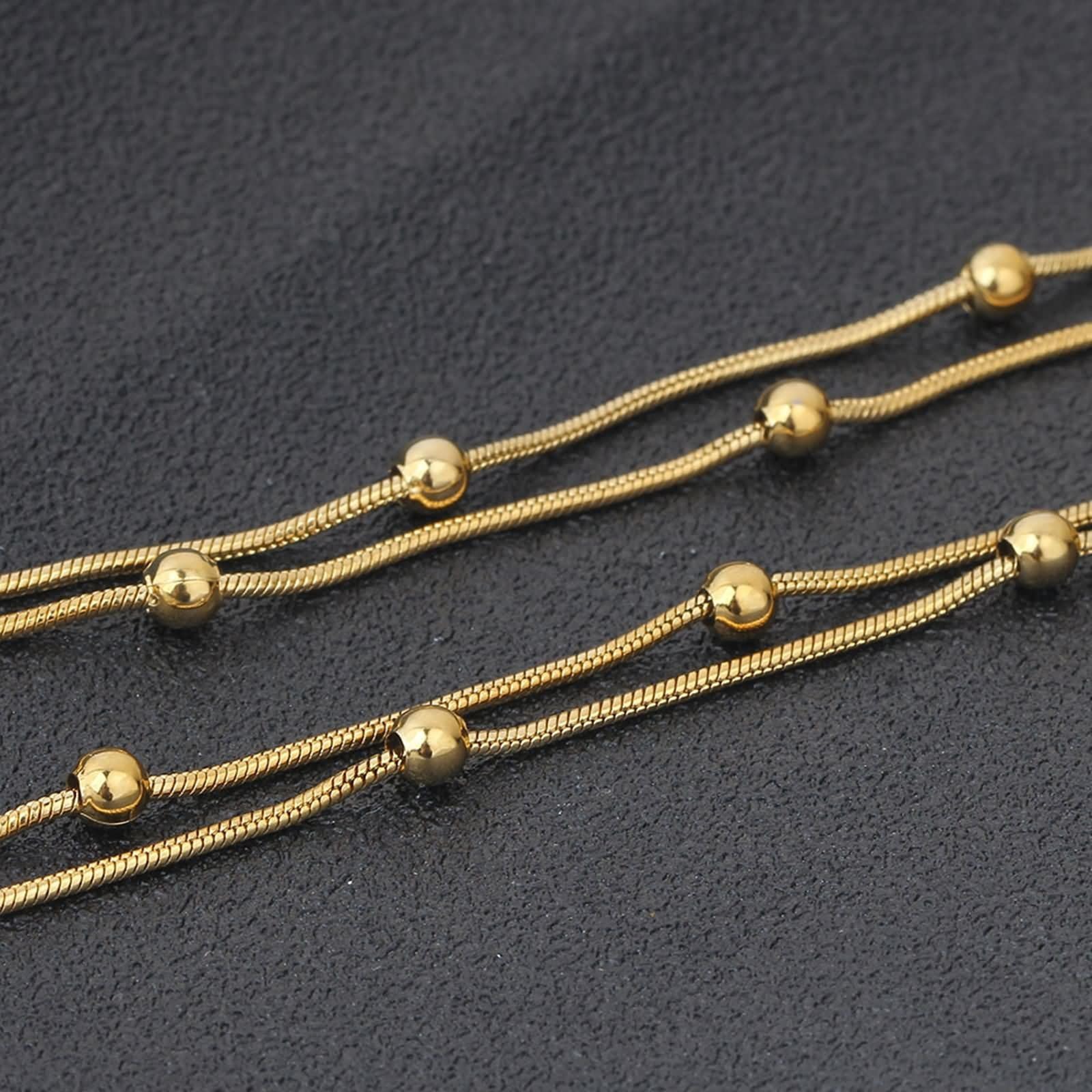 Frauen aus Edelstahl Halskette Schlangenkette und Metallperlenschmuck Halskette 18/20/22/24 Zoll