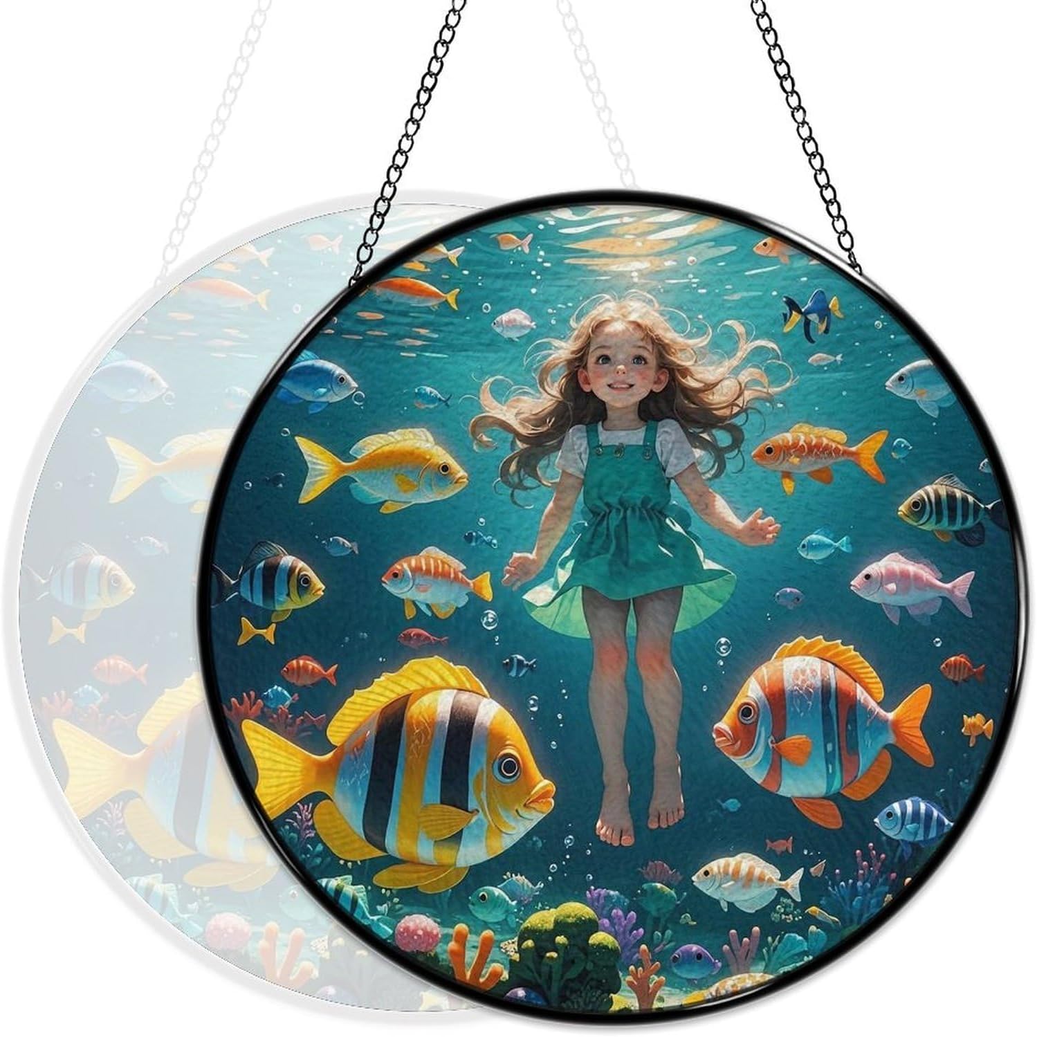 Stained Glass Hanging Sign Suncatcher, Cute Anime Characters image 5