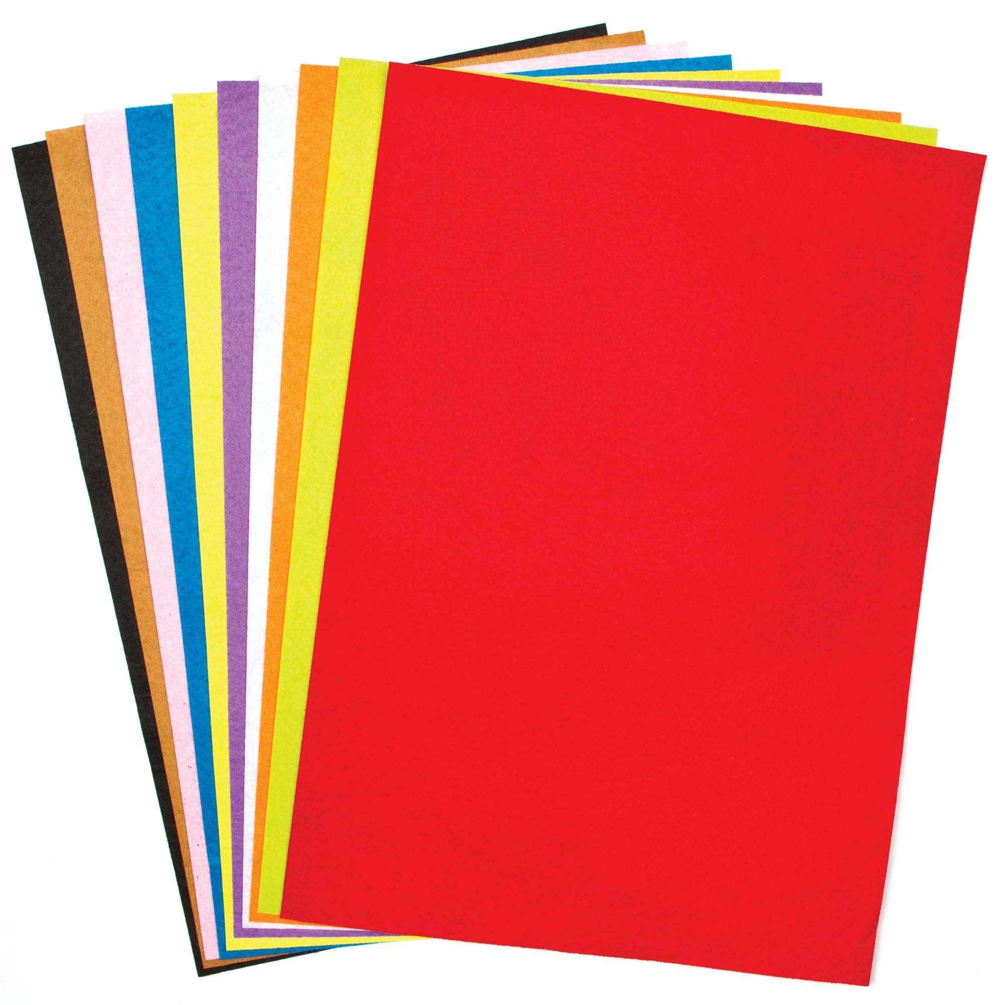 Baker Ross AG196 A3 Rainbow Colours Felt Sheet (Pack of 10) Assorted Rainbow Colour Felt Sheets For Kids
