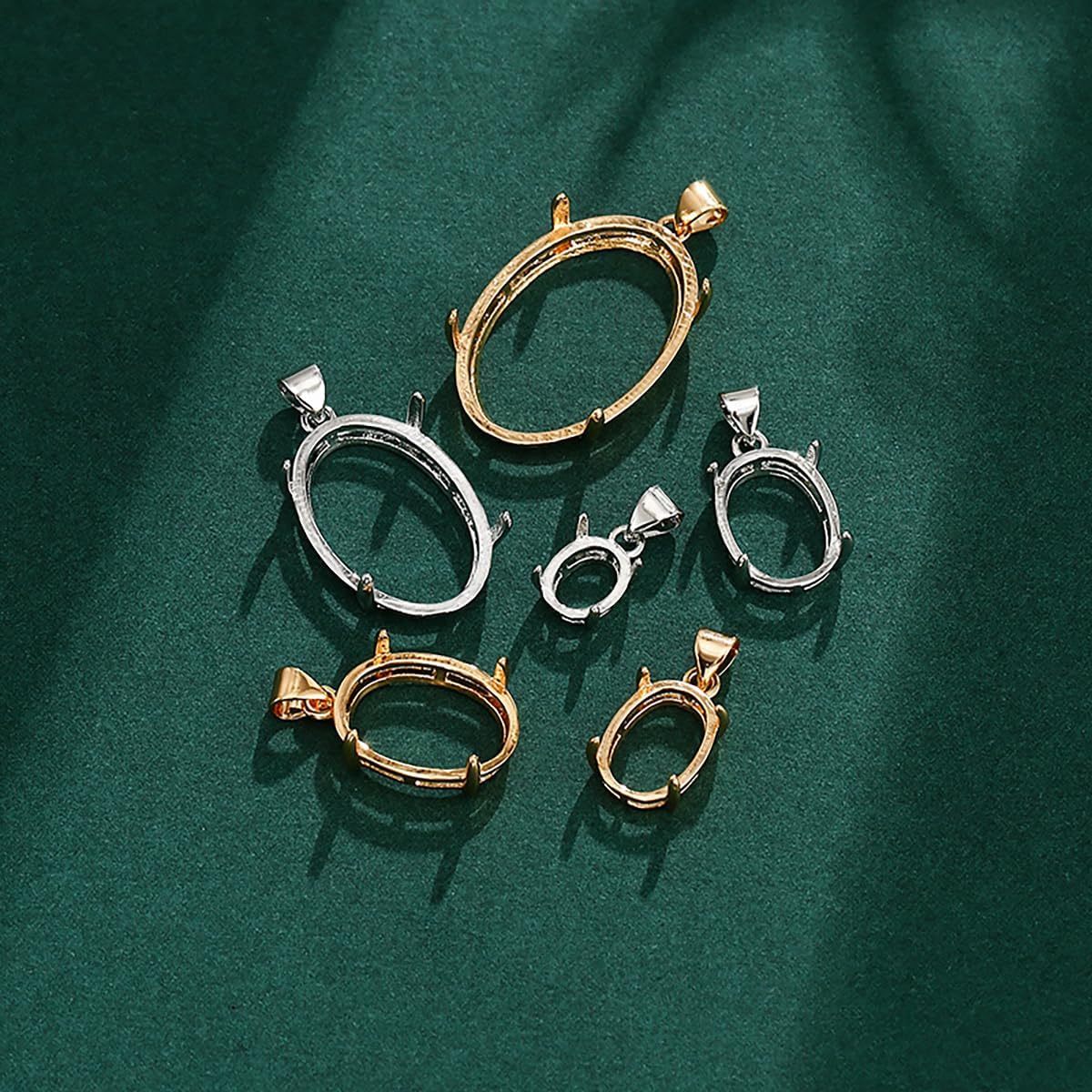 925 Sterling Silver Blank Bezel Pendant Trays Setting Oval Cabochon Base Pendant Charm for DIY Jewelry Findings Making Accessories