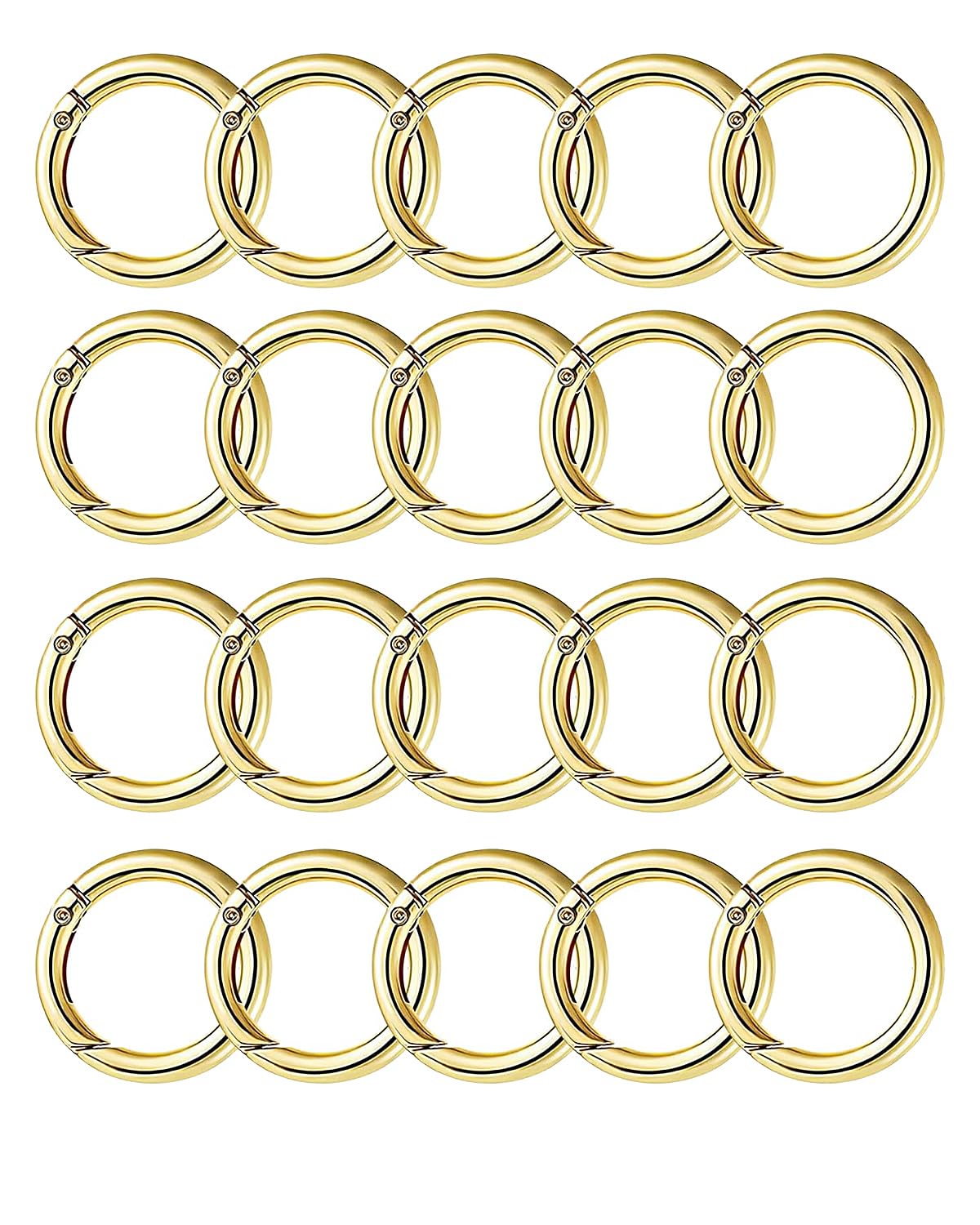 20 Pièces Mousqueton Rond, 30 Mm - Anneaux Toriques à Ressort - Anneau Fendu - Clip Pour Porte-clés, Sac, Portefeuille, Accessoires - Mousquetons