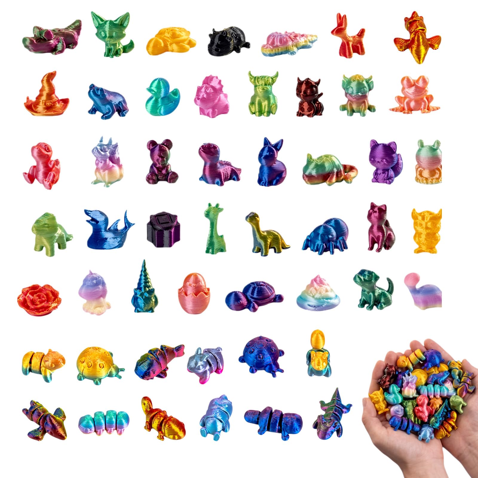 Mnuwoee 100 Pcs 3d Printed Animals 3d Printed Fidget Toys Blind Bags