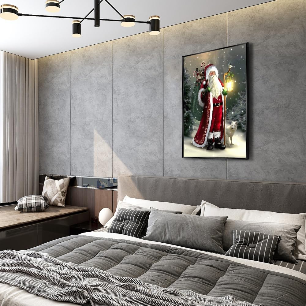 Produktbild von Ecqizer Leinwand-Kunst, Weihnachtsmann-Poster, Weihnachtsmann- Bilder, Maximalistische Winterzimmer-Dekoration, Wandbilder, Drucke, Heimdekoration Für Schlafzimmer, Wohnzimmer, 61 X 91,4 Cm, Schwarzer