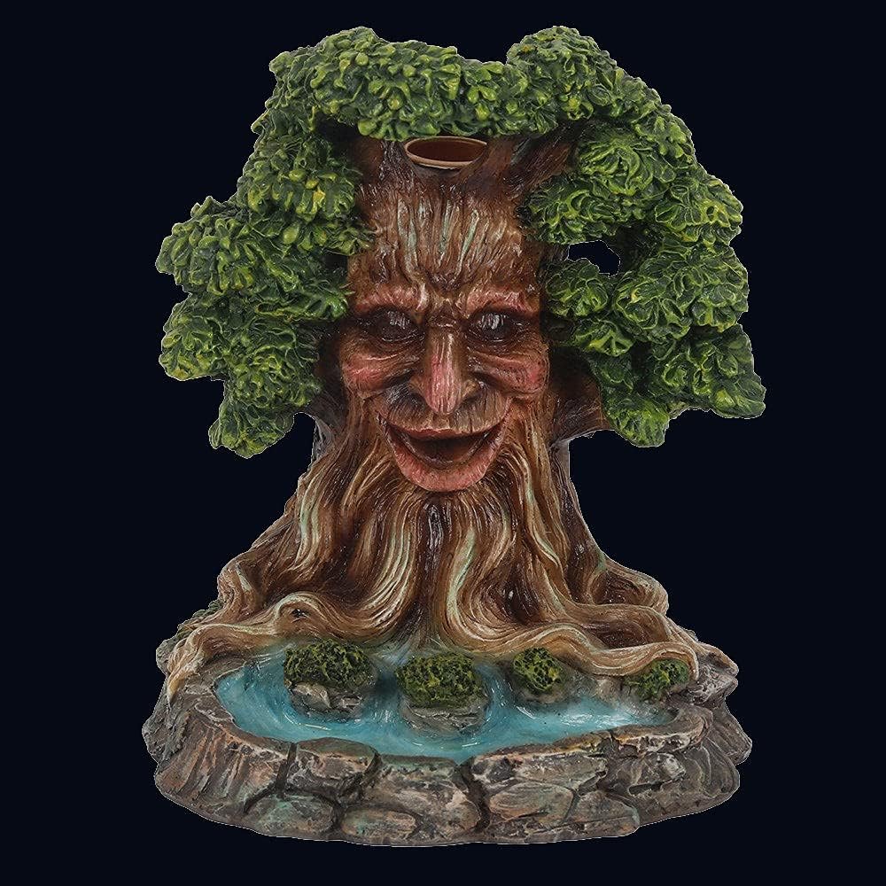 Majestic Green & Brown Tree Man Pond Backflow Incense Burner, 15.5cm x 13cm (1 Pc.), Enhance Relaxation & Meditation - Image 5