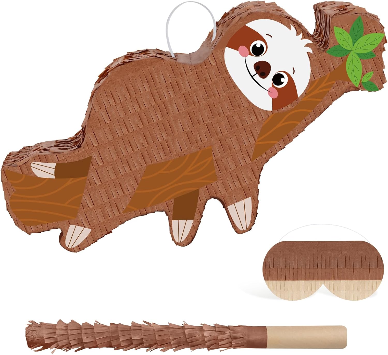 Sloth Pinata Birthday Party Animals Pinata with Blindfold and Stick for Kids Animals Theme Birthday Baby Shower Party Decorations 14”x12.2”x3.2”
