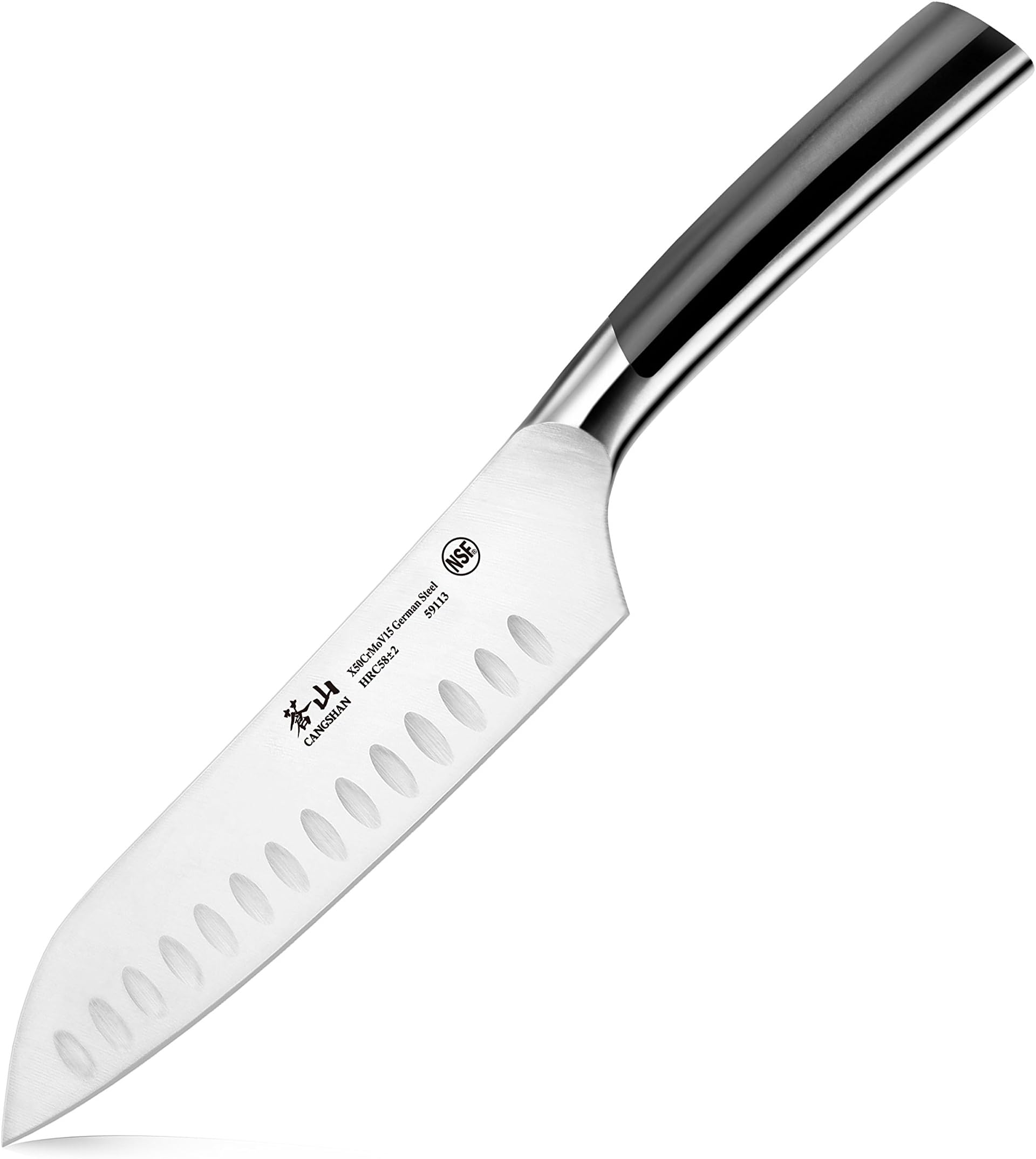 Cangshan N Series 59113 German Steel Forged Santoku Knife, 7-Inch