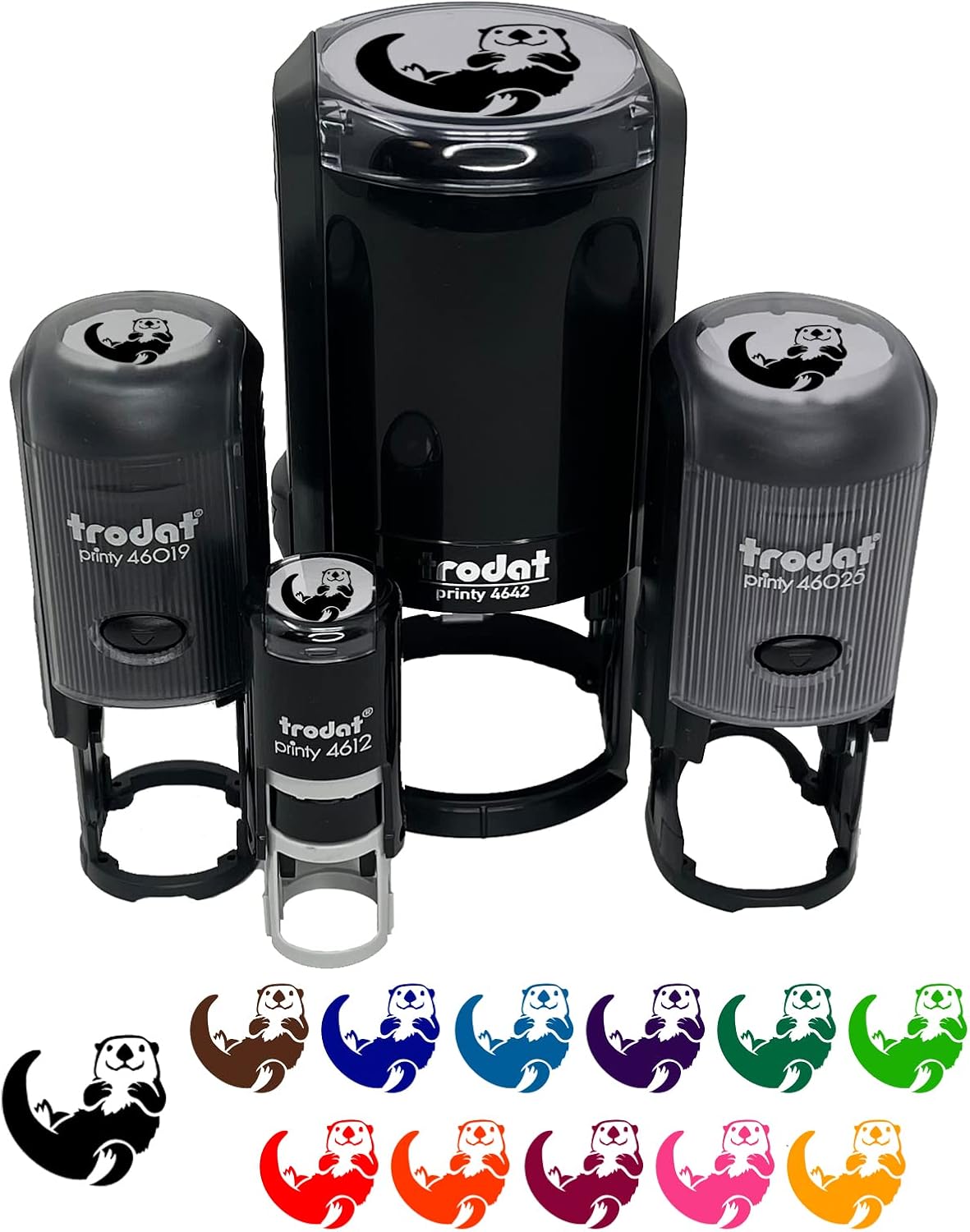 Floating Sea Otter Self-Inking Rubber Stamp Ink Stamper for Stamping Crafting Planners - 1-1/2 Inch Large - Blue Ink