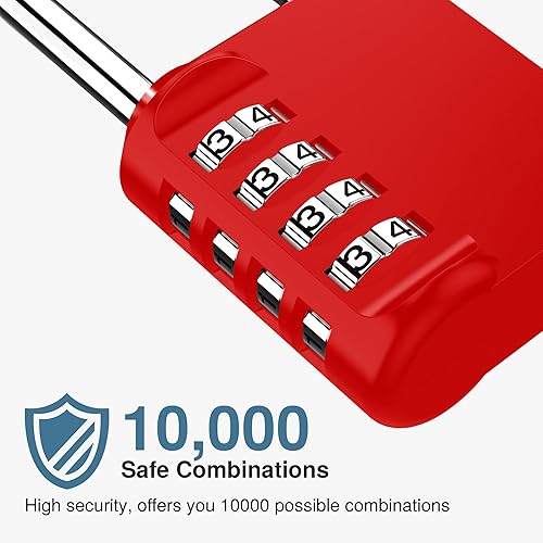 Miniatura 3 de Puroma Paquete de 2 candados de combinación de grillete de 2.6 pulgadas de largo, 4 dígitos, impermeable, para exteriores, para cerradura, casillero