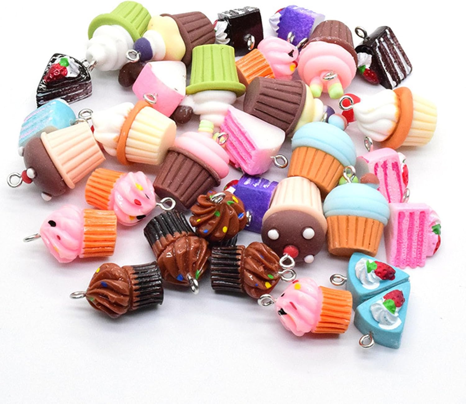 24pcs Cake Bread Resin Pendants Cute Food Cake Dangle Earring Charms 12 Style Mini Keychain Bracelet Charms Hang Ornament for Necklace Jewelry Making DIY Crafts - Image 4