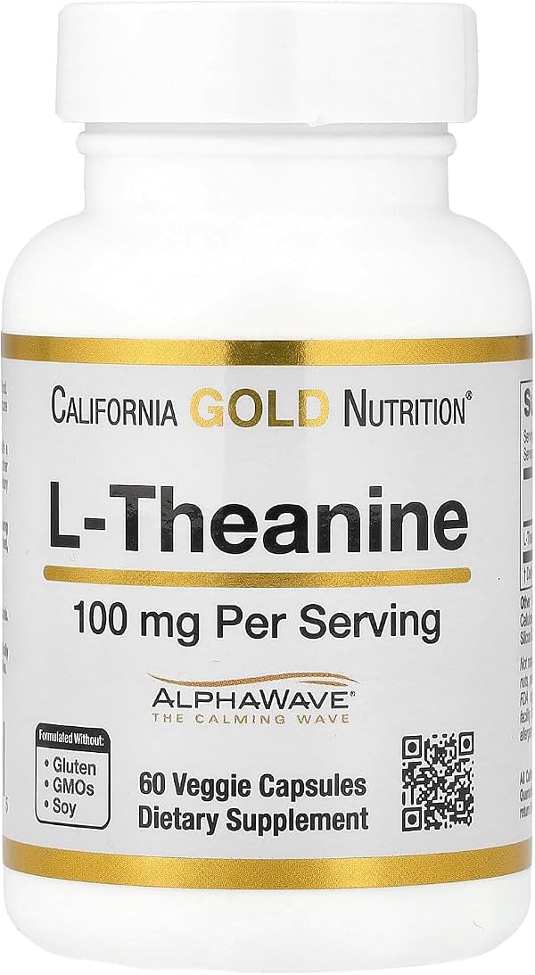 California Gold Nutrition L-Theanine, con AlphaWave®, 100 mg, 60 cápsulas vegetales