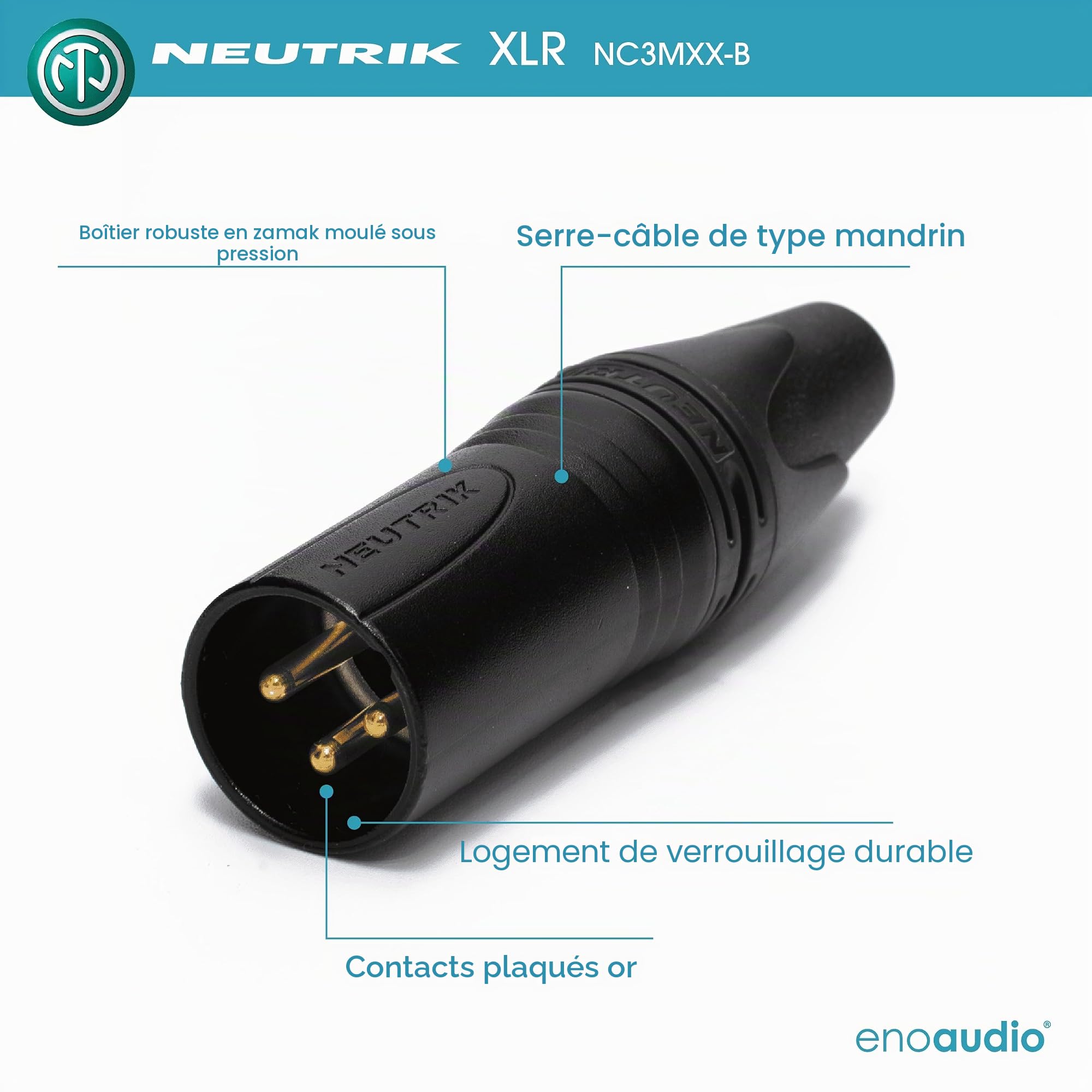 enoaudio Mogami 3080 Câble Numérique AES/EBU 110 Ohm | Neutrik Gold XLR femelle – XLR mâle | HiFi - 1,5 m