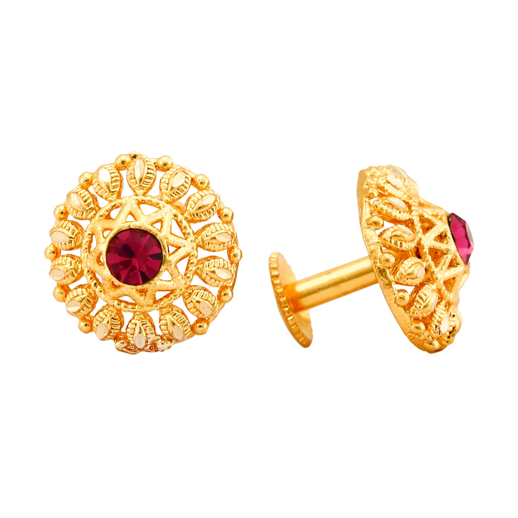 MEENAZ Traditional Temple 1 One Gram Gold Studs 18k Copper Brass Ethnic Round South Indian Meenakari Antique Screw Back Stud Earrings Combo Set Pack For Women girls Latest -GOLD EAR RINGS STUD-M105 (B08T9QNSQZ) Amazon Price History, Amazon Price Tracker