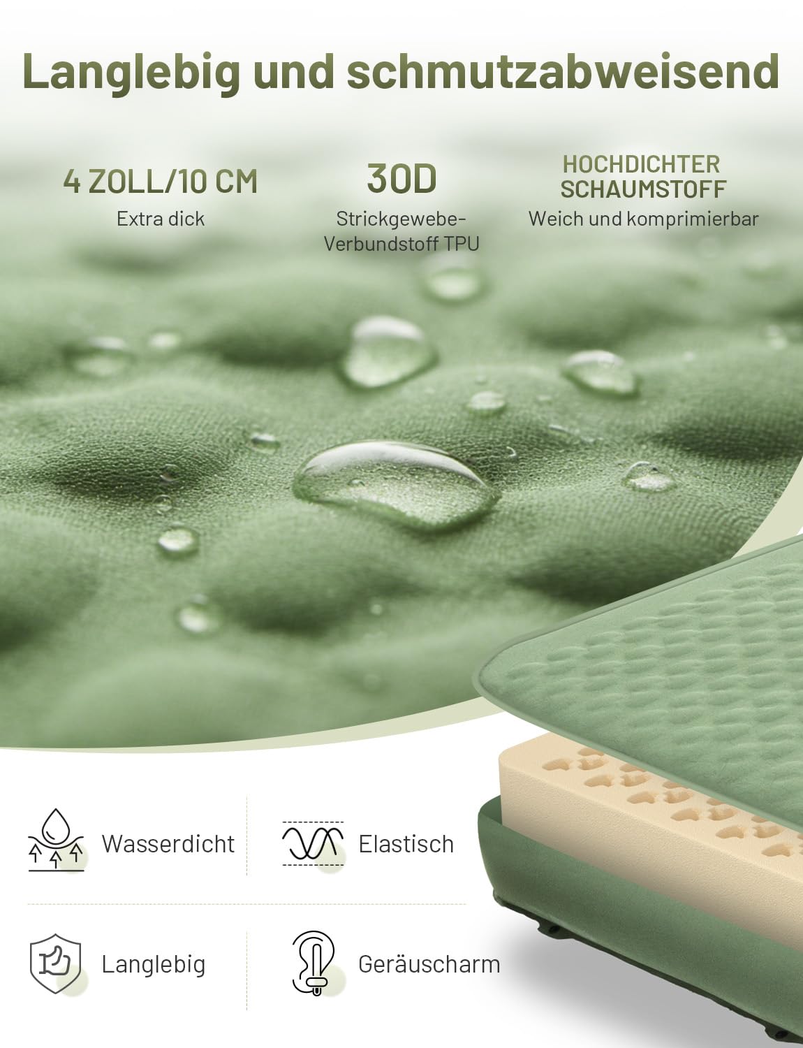 Isomatte Selbstaufblasend aus Schaumstoff mit Eingebaute Elektrische Pumpe, 10CM Dicker luftmatratze Camping Aufblasbar, Selbstaufblasbare Luftmatratze für Camping, Strand,Outdoor, Zelt, Auto