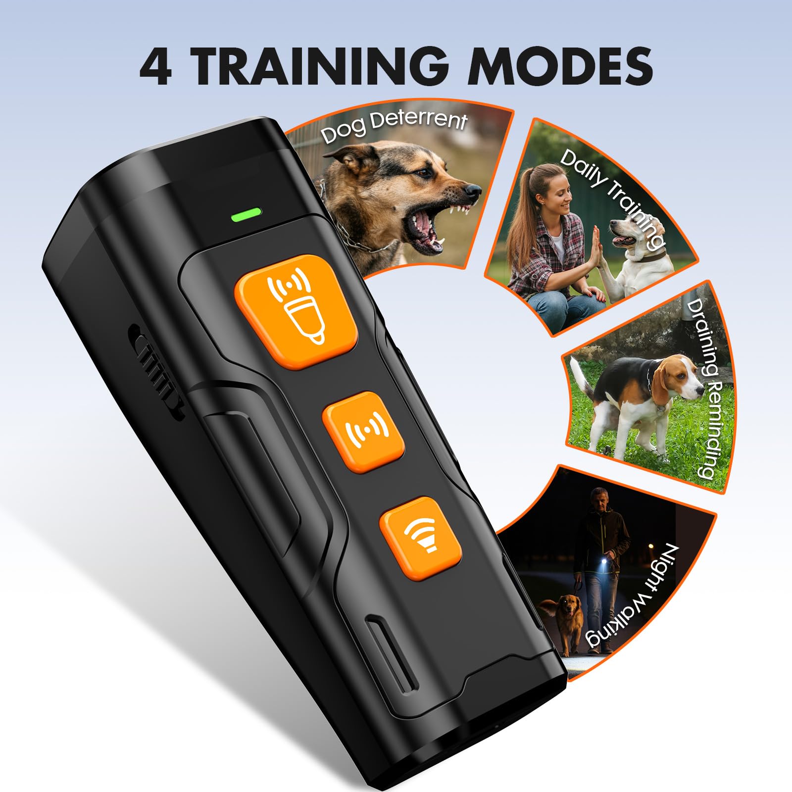 Dispositivo disuasorio de ladridos de perro, 3 veces ultrasónico anti ladridos, 6 modos de entrenamiento de 23 pies, no más ladridos en interiores y exteriores, comportamiento correcto, seguro y