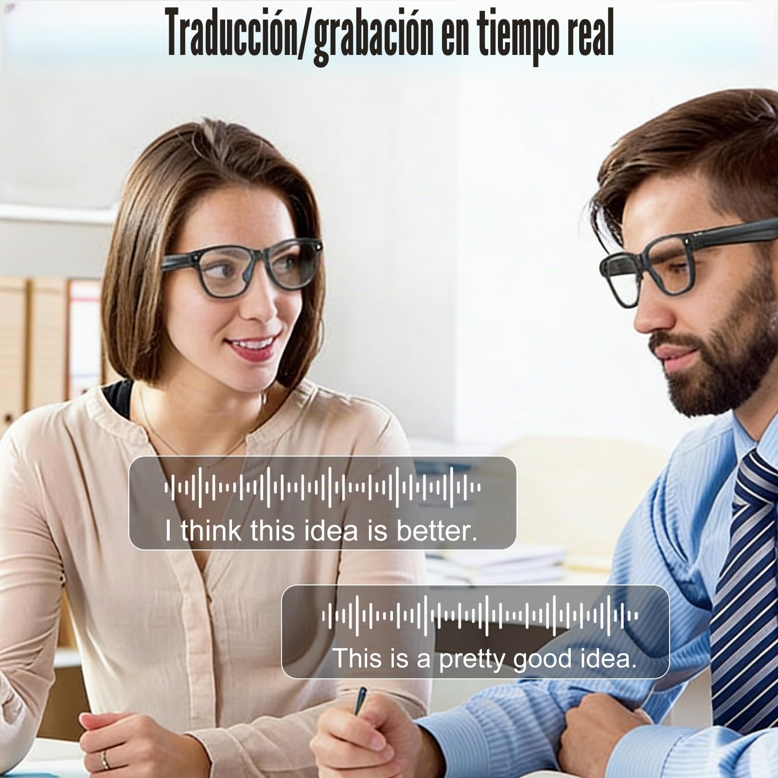 OBEST Gafas Bluetooth con cámara 1080P, gafas de sol inteligentes con grabación de foto/vídeo/audio, asistente de voz AI, traducción en tiempo real y telefonía Bluetooth