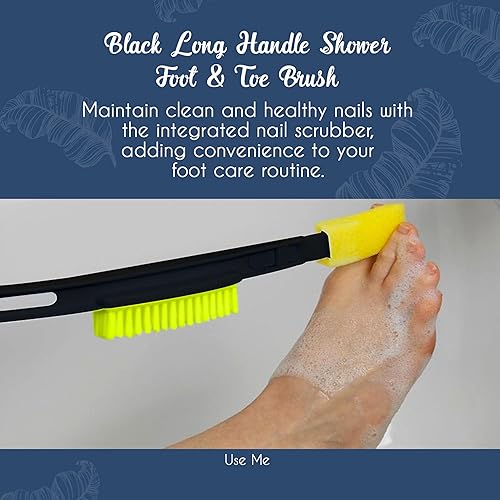 Miniatura 8 de Cepillo de pie con mango largo para ducha-limpiador de cepillos de dedos y limpiador con 4 reemplazos de esponja-cepillo de pies, cepillo de pies y