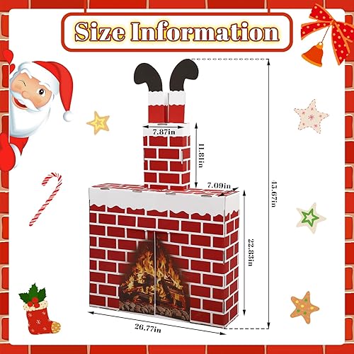 Miniatura 2 de Chimenea de Navidad de Papá Noel, cartulina gigante de ladrillo rojo 3D, centro de mesa falso para decoración de fondo de fiesta de Navidad, 44 x 27
