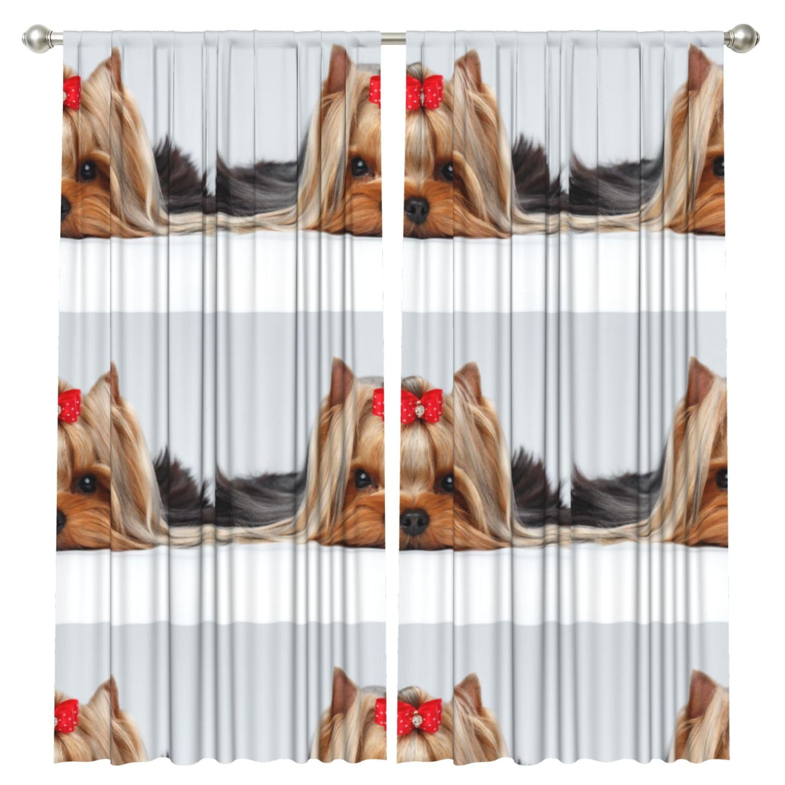 InOmak Yorkshire Terrier, 2 Panels Window Curtains 52 x 84 Inch Blackout Curtains for Living Room Bedroom