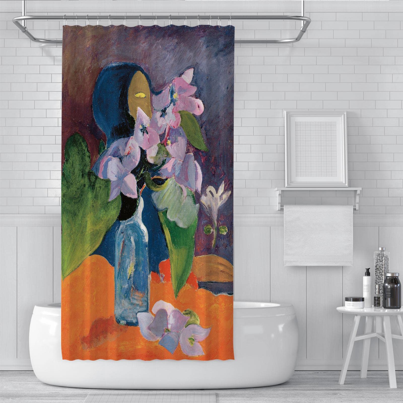 Paul Gauguin Cortina de ducha Abstracto Planta Flores Cortinas de ducha Cortinas de baño húmedas Cortinas de baño lavables a máquina de secado rápido Cortina de baño 240x180 cm