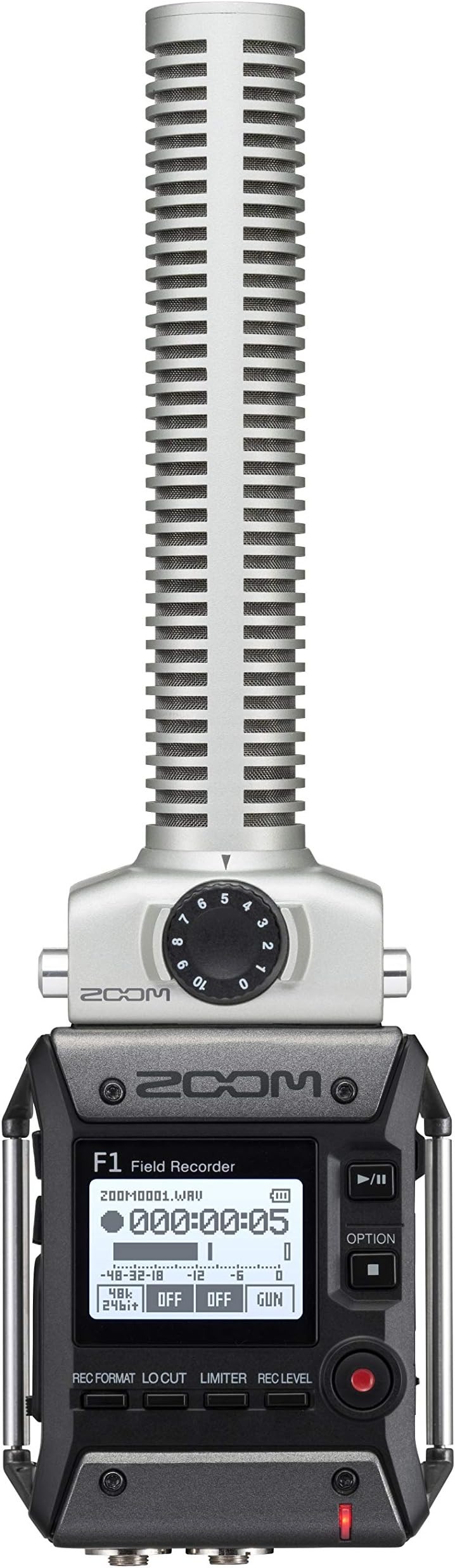 F1-SP On-Camera Microphone and Recorder, Audio for Video Recorder, Records to SD Card, Outputs to Camera, Battery Powered, Includes Shotgun Microphone
