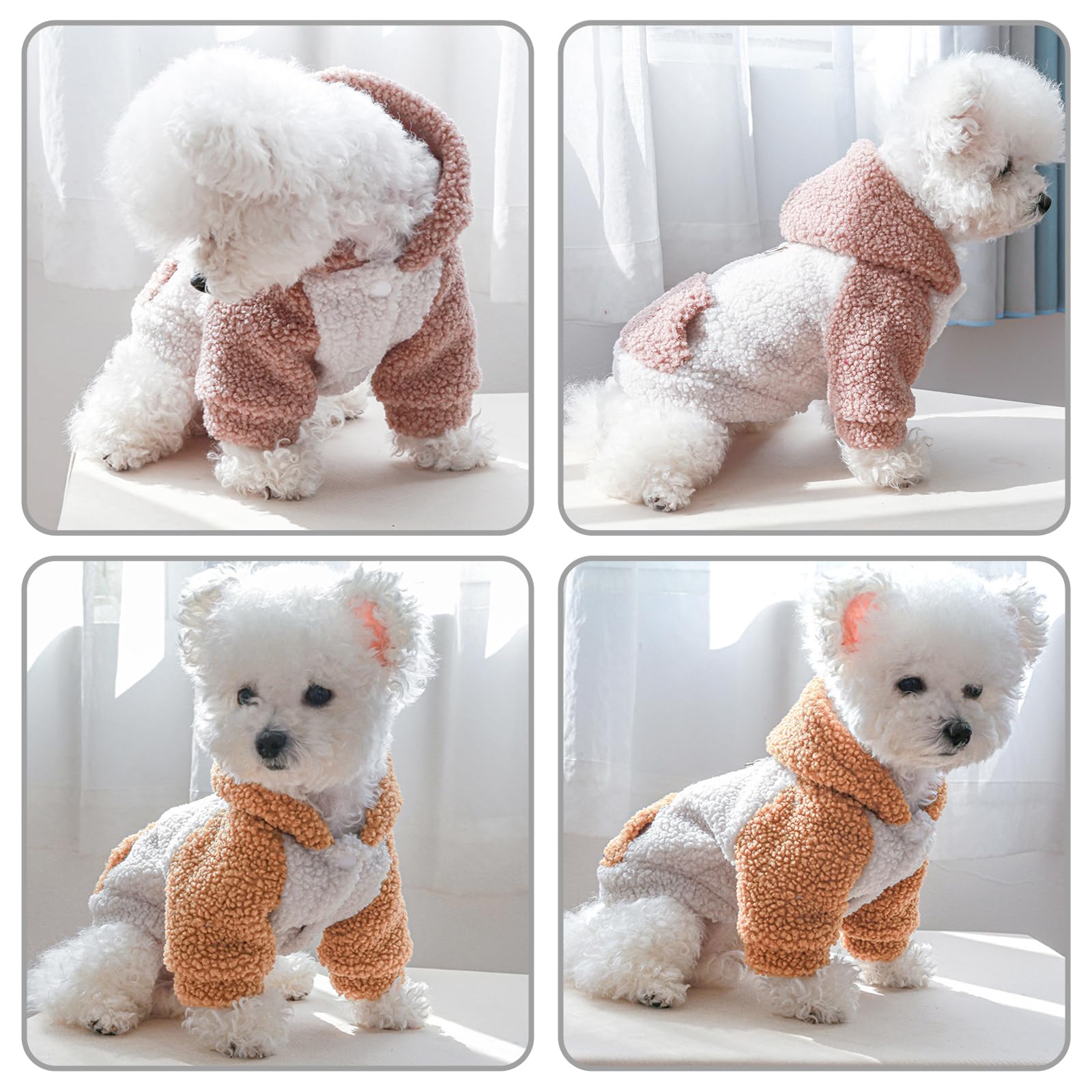Galatée Abrigo de Invierno para Perros Pequeños, Ropa Bonita para Mascotas, Chaqueta Cálida para Cachorros, Sudaderas con Capucha (L, Gris)
