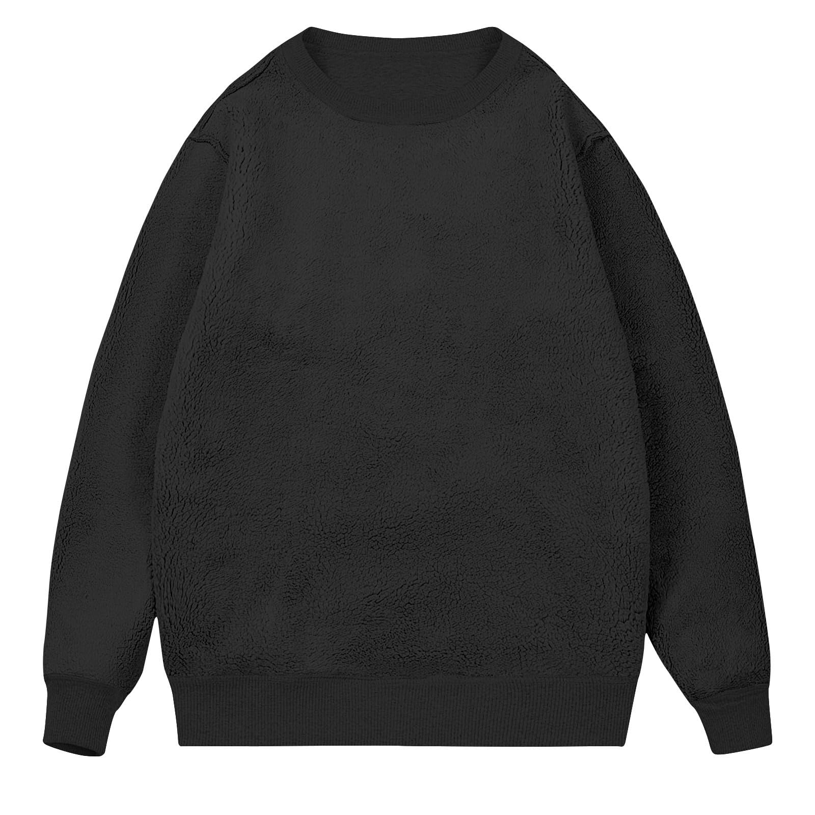 Felpa Uomo Girocollo Maniche Lunghe Pullover Tessuto Pile Casual