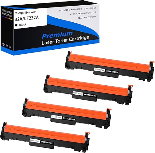 Paquete de 4 unidades de repuesto de batería compatibles con HP 32A CF232A para impresora Laserjet Pro M203dn M203dw M227fdn M227fdw M118dw M148fdw