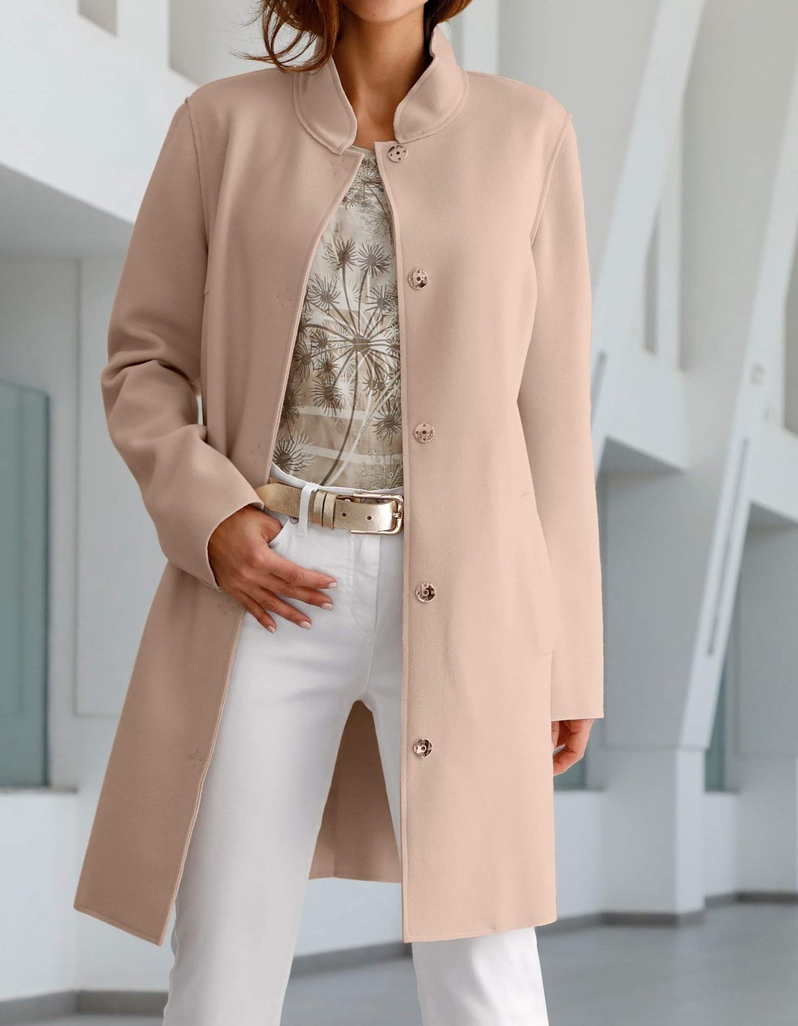 Marken Mantel Jacke in Doubleface-Qualität beige Gr. 46, Gr. 48 1120379370
