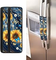 Vista 8 de Juego de 2 fundas para manija de puerta de refrigerador con estampado de copos de nieve de aguacate, protector de manija de puerta de cocina lavable