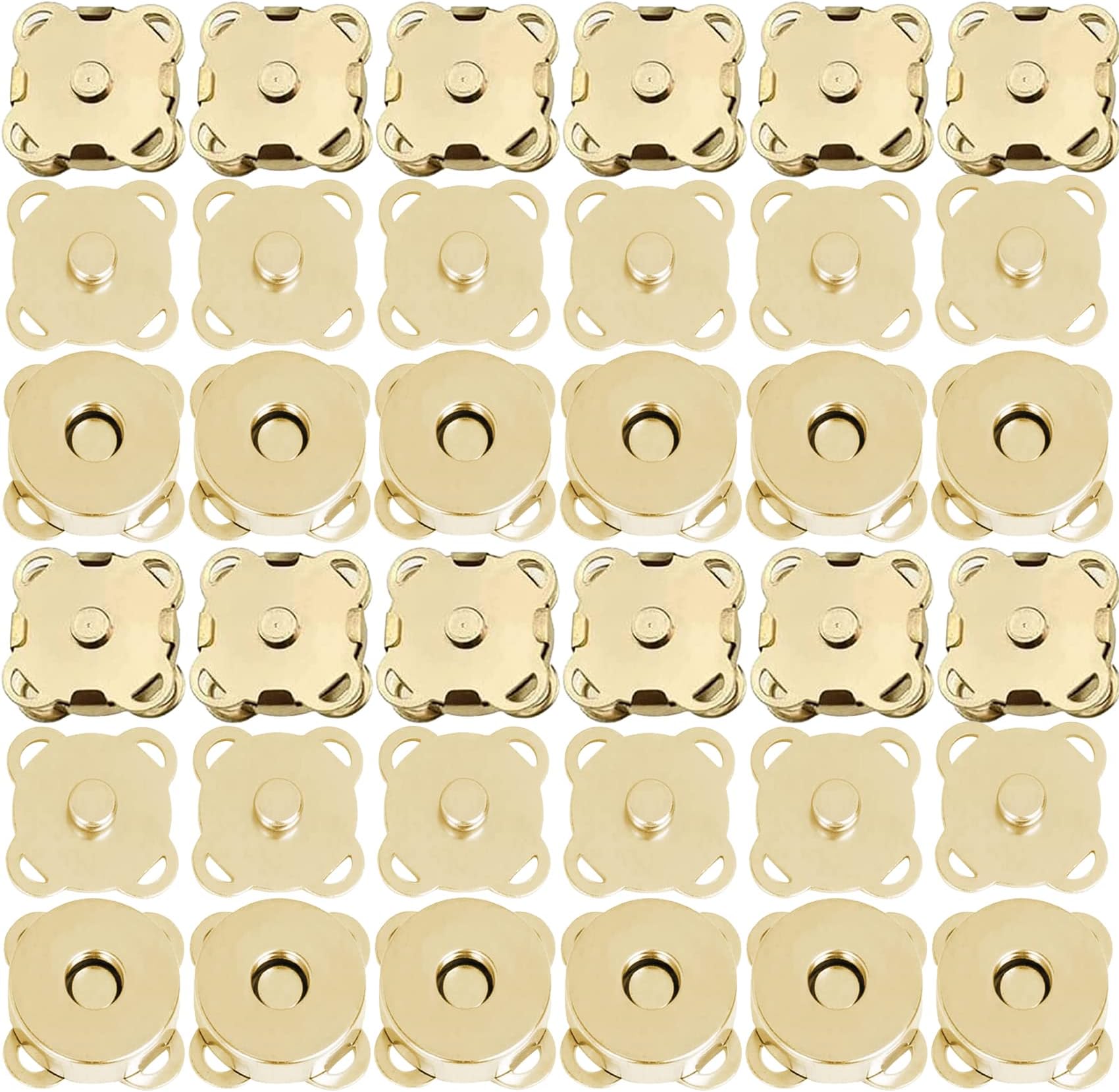 EuTengHao Magnetic Snaps Buttons, Plum Magnetic Snap Closures for Purses Handbags Clothes Bags Scrapbook, 15mm Magnet Button Closure Fastener for Sewing DIY Craft (Gold)