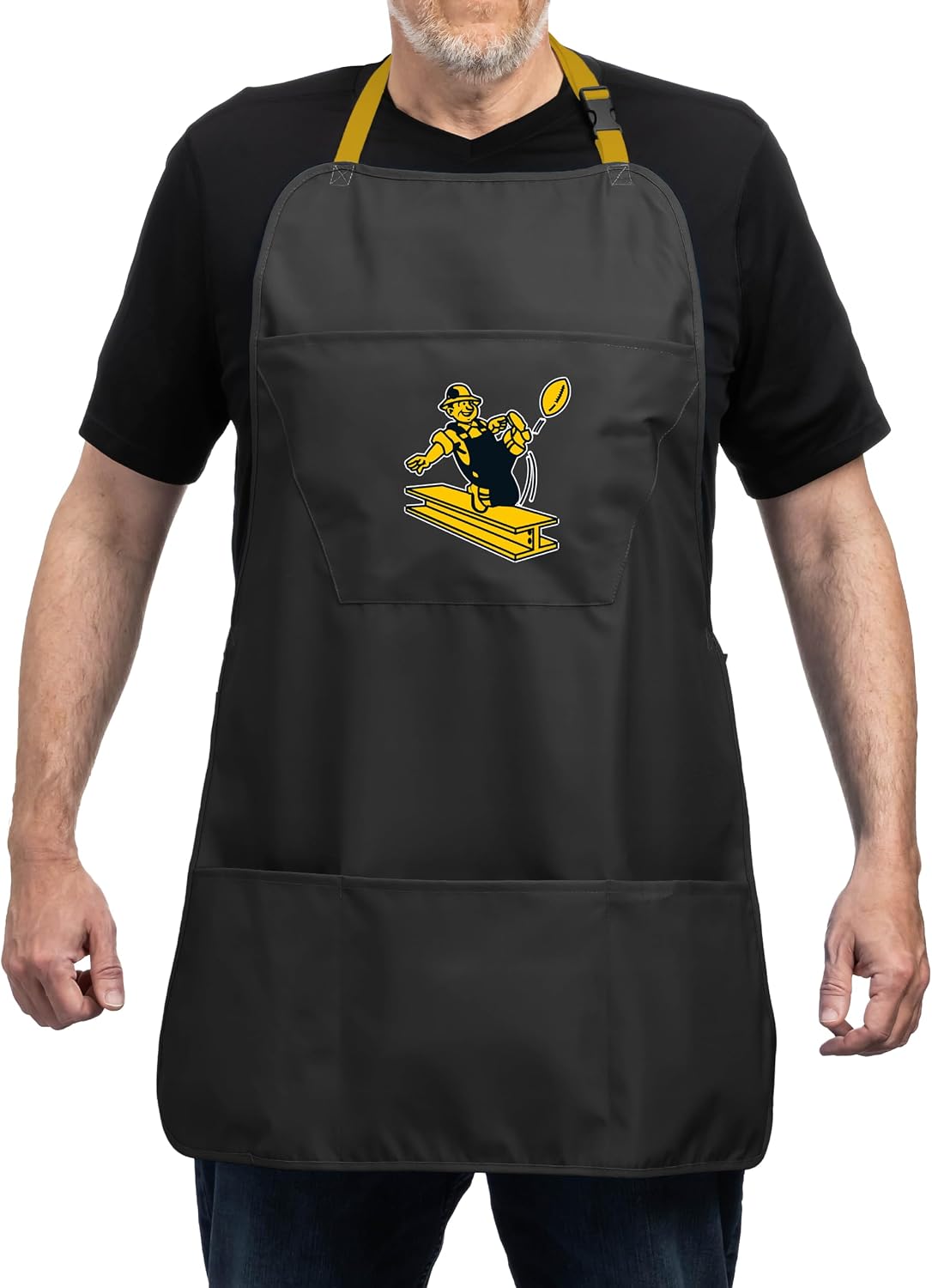 Team Sports America NFL Pittsburgh Steelers Cooking Aprons for Men and Women with Adjustable Straps and Pockets