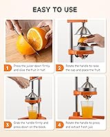 Vista 6 de CO-Z Exprimidor Manual de Cítricos, Exprimidor Manual de Servicio Pesado con Placas de Presión Cónicas y Planas, Exprimidor Profesional de Limón