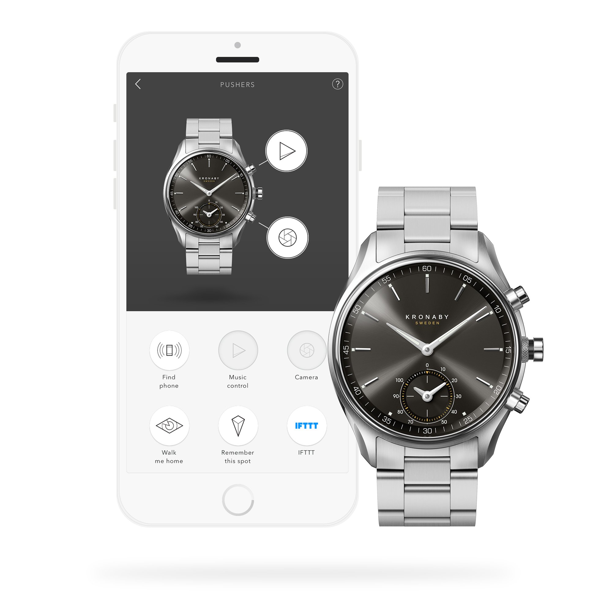 Kronaby Montre Connectée Homme Hybride en Acier Inoxydable 316l