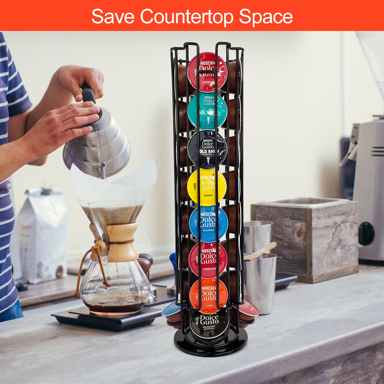 Kaffee Kapselhalter Kaktus Design - Chrom Metall Für 48 Kapseln