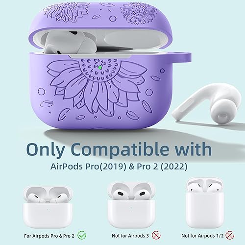 Miniatura 2 de Compatible con Airpods Pro de 2 generación y funda para Airpod Pro, funda de silicona con grabado de girasol, compatible con Apple Airpods Pro 2 USB