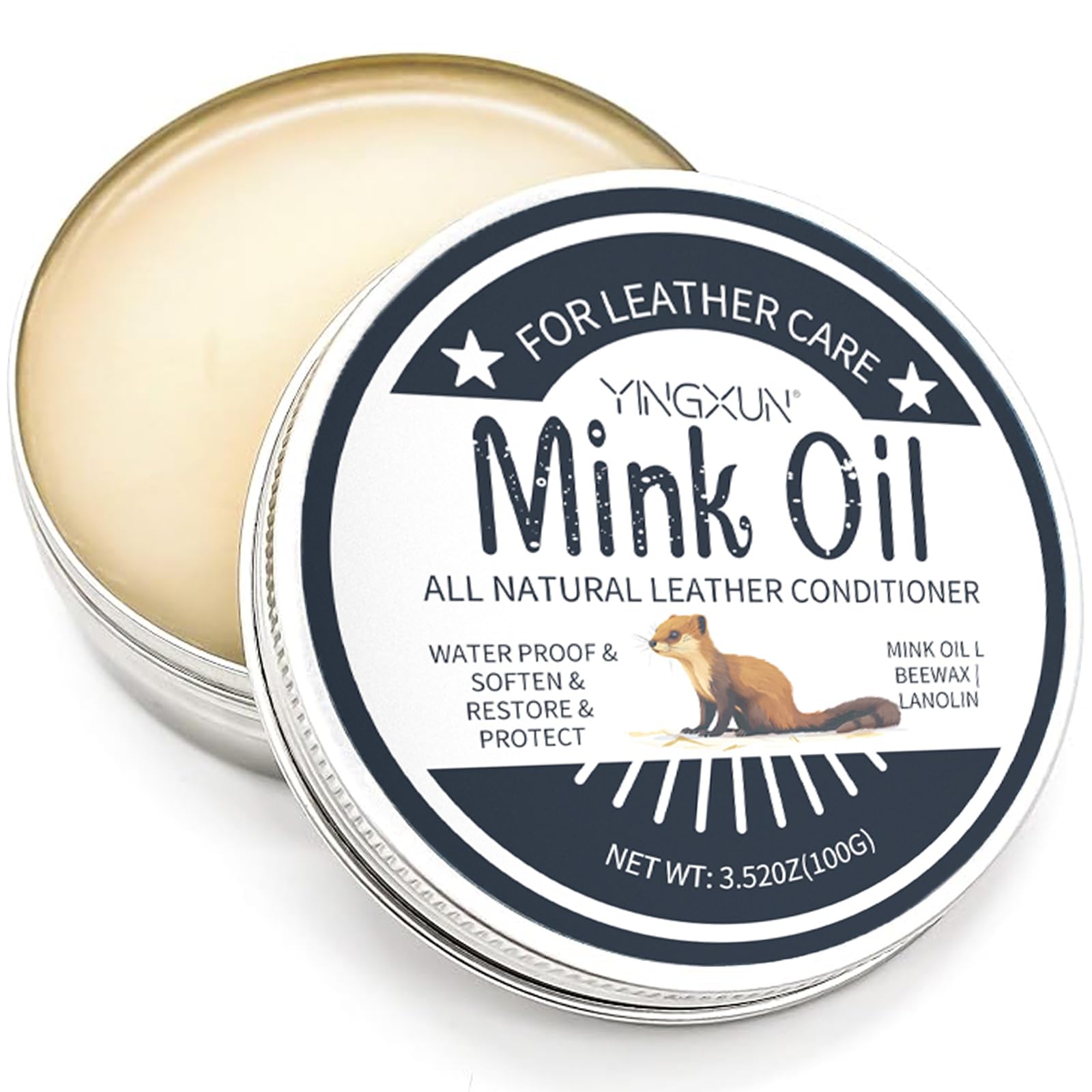 Yomagine Leather Conditioner Cleaner, All-Natural 3.52 Oz Mink Oil Kit with Sponge, Waterproof Soften Brighten Restore Car Interior Shoe Boot, Saddle, Jacket, Purse, Glove, Vinyl and Leather Products