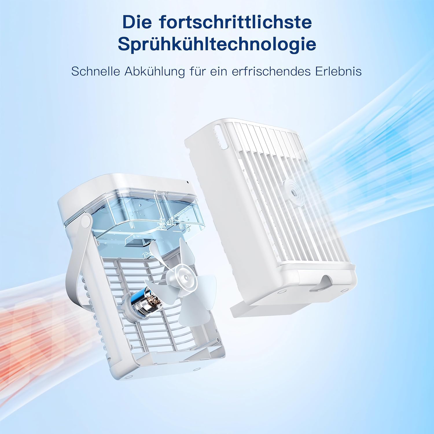 Mobile Klimaanlage, 4 in 1 Mini Klimaanlage mit Kühlen Nebel, Klimaanlage Mobil, klimagerät ohne abluftschlauch, Klimaanlage mobil mini mit 3 Stufen & 7 Farben Nachtlicht für Zuhause/Büro