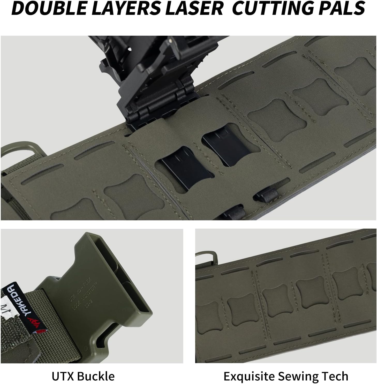 YAKEDA Tactical Battle Belt-3 in 1 Rigger Heavy Duty Combat Belt with 4 D-Rings for Work, Hunting & Outdoor,Training - Image 4