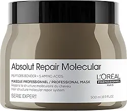 L'Oréal Professionnel Máscara Absolut Repair Molecular, Repara os Danos & Recupera a Força, Maciez & Desembaraço, Para cabelos danificados e muito danificados