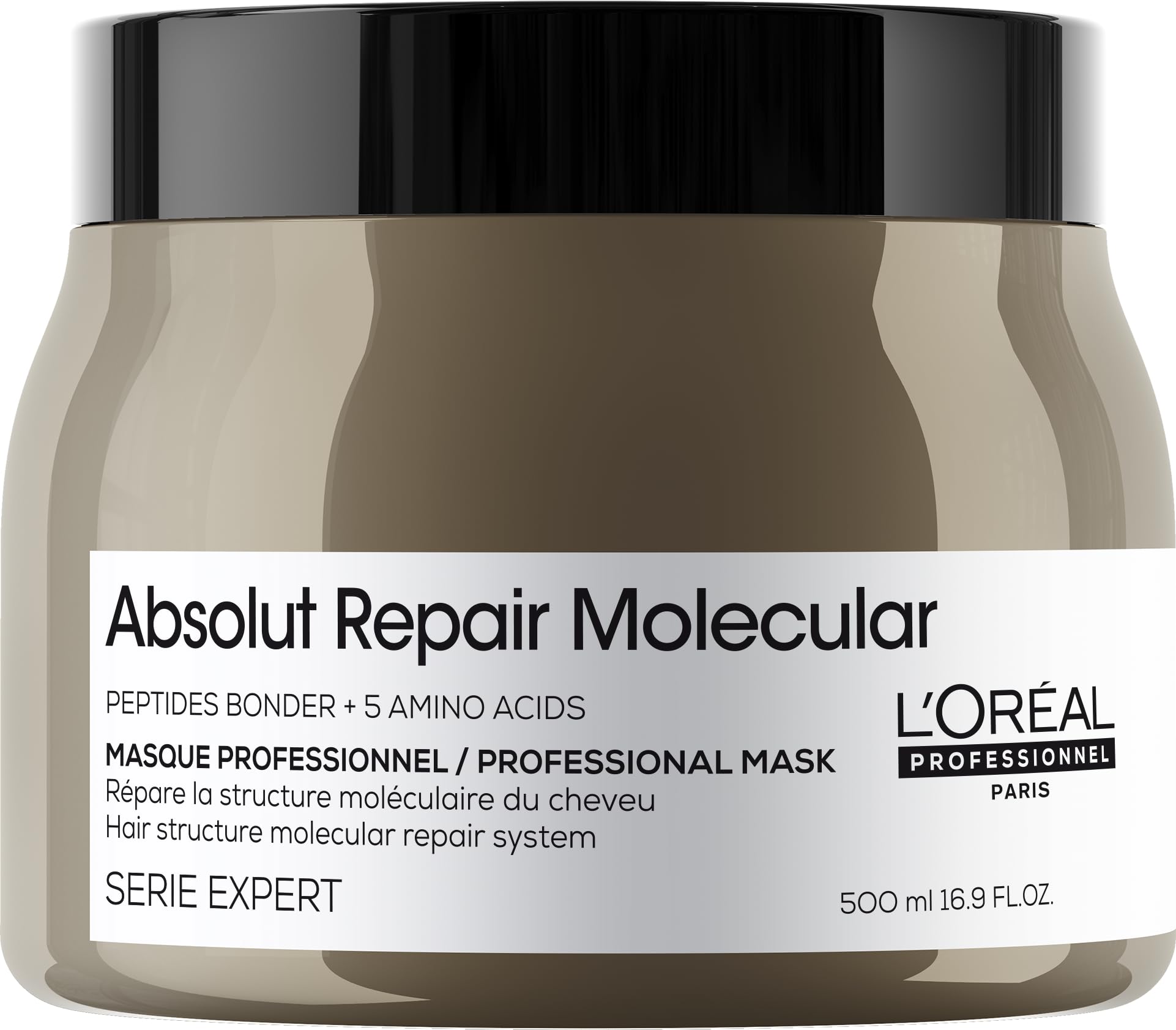 L'Oréal Professionnel Máscara Absolut Repair Molecular, Repara os Danos & Recupera a Força, Maciez & Desembaraço, Para cabelos danificados e muito danificados