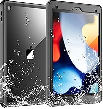 SUPFINE for Waterproof iPad 9th Generation Case, [Built-in Screen Protector] [IP68 Waterproof] Full Body Rugged Shockproof Protective Cover for 10.2 inch iPad 9th/8th/7th(2021/2020/2019), Black/Clear