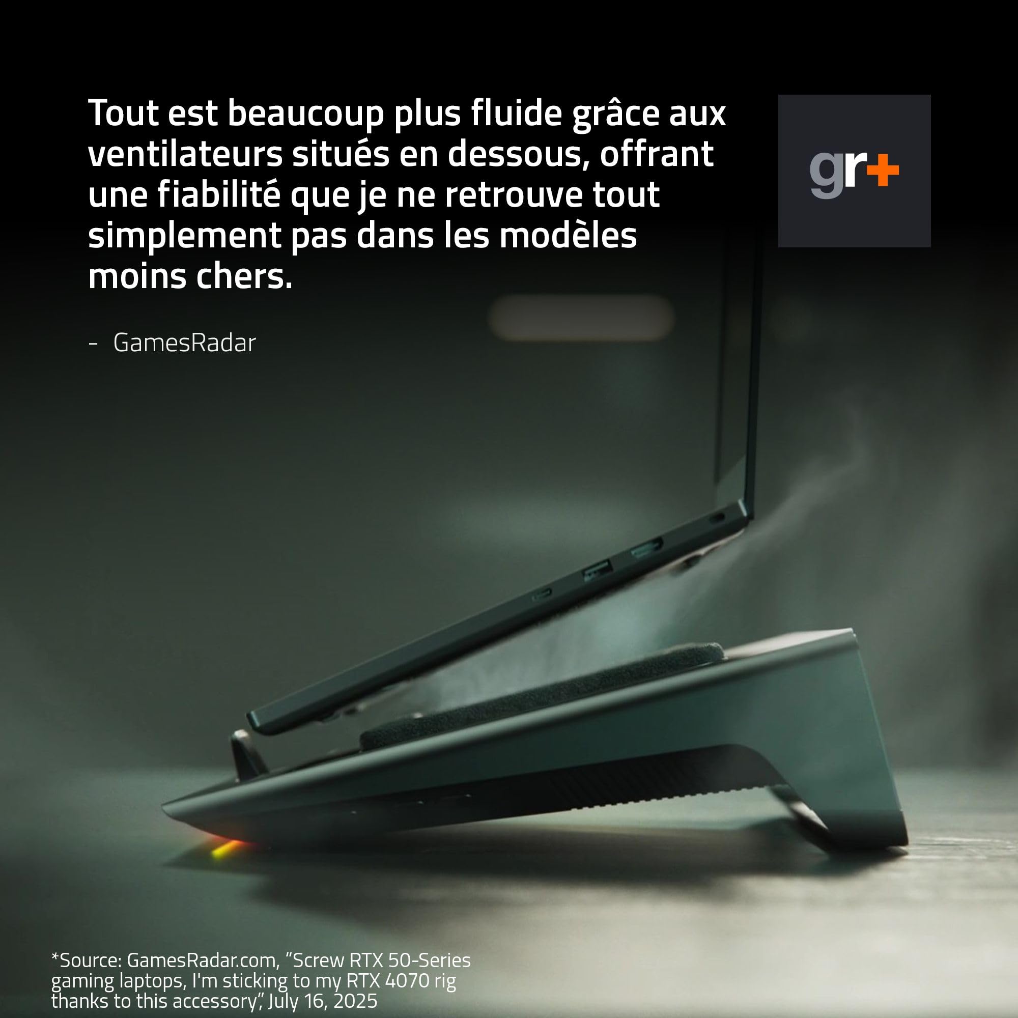 Razer Support de Refroidissement Intelligent pour Ordinateurs Portables 14-18 Pouces Chambre de Pression étanche à l'air Noir