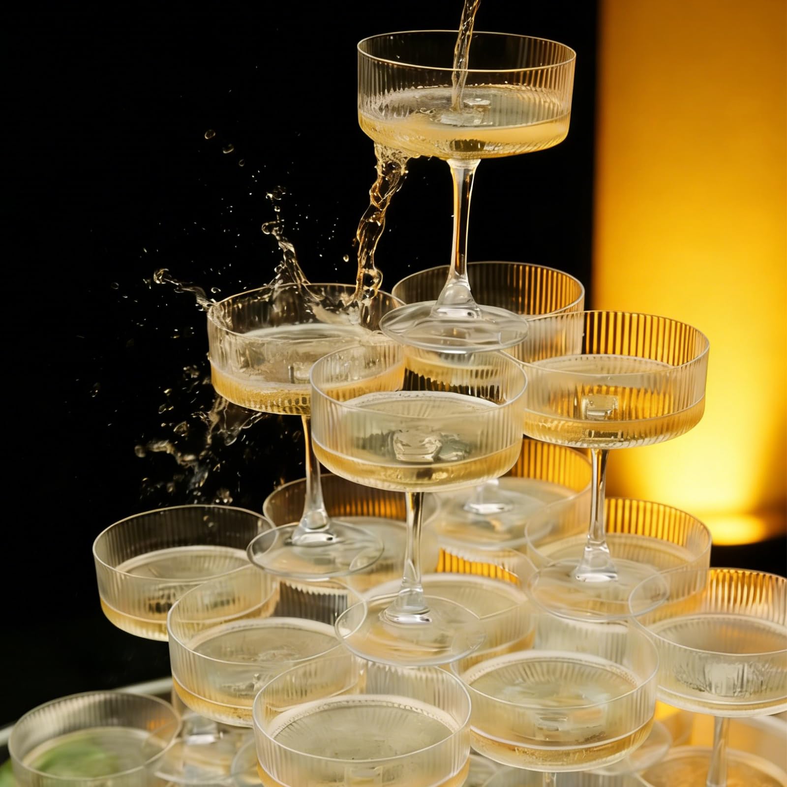 JarThenaAMCS 30 Stück Champagnerturm Glas 7 Oz Acryl Champagner Coupe Stapelbar Klar Martini Cocktailglas für Geburtstag Hochzeitsparty Bar Dekor