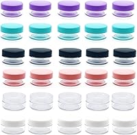 Vista 1 de 30 Pcs Sample Containers, 10 Gram Mini Sample Jars for Cosmetic, Eye shadow, Multi color Lid