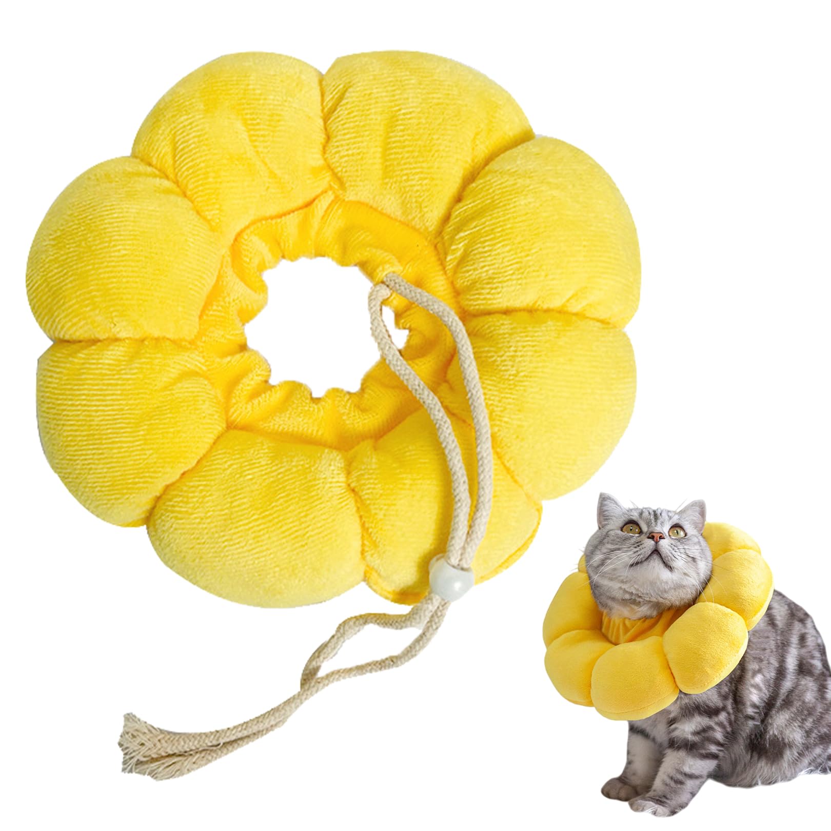 Cat Cones to Stop Licking Surgery Soft Pet Cone Adjustable Cat Recovery Collars Sunflower Design Kitten Dog Donut Collar Soft for kitten Breathable for Cats, Dog, Rabbit, Quicker Healing Recovery Cone
