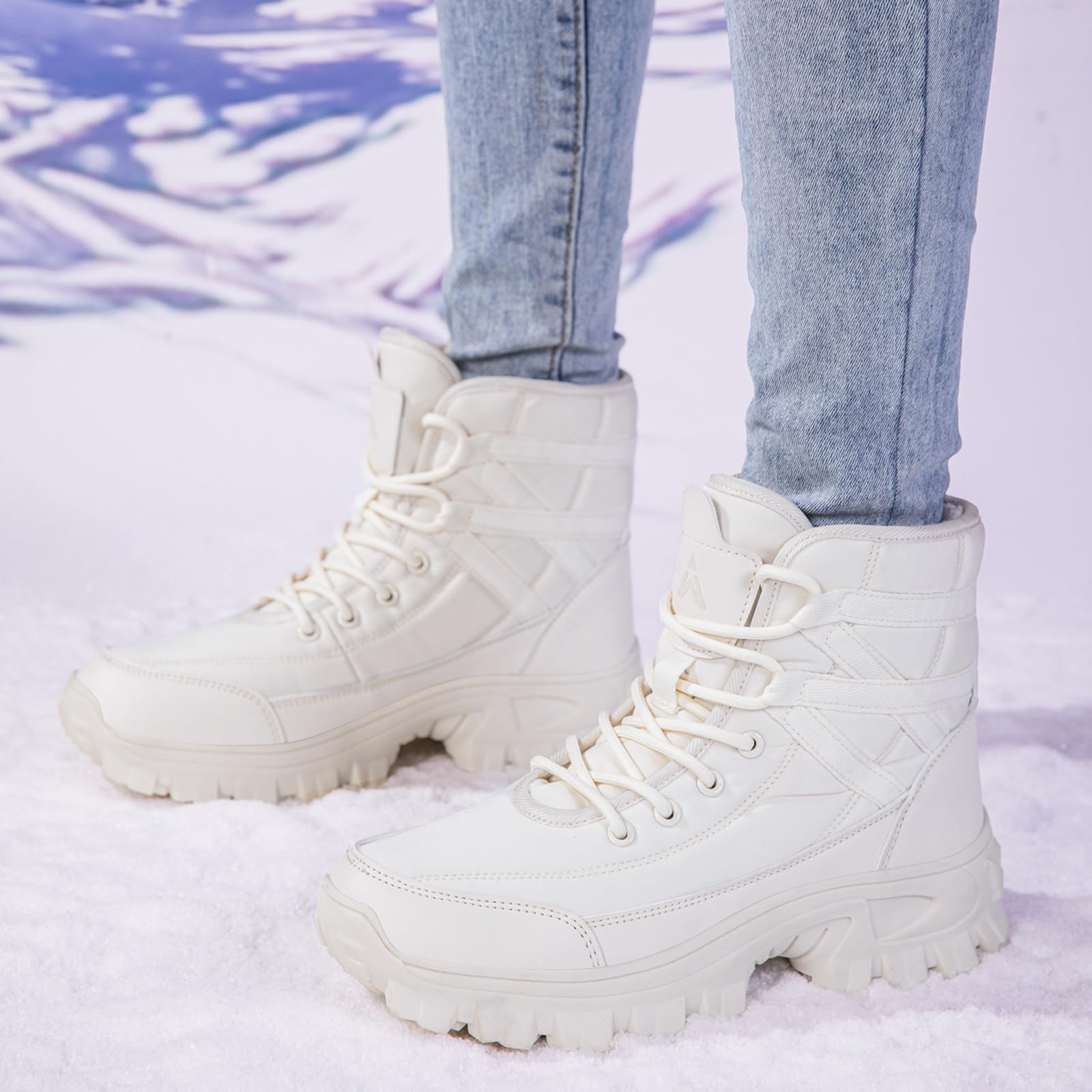 CUTEHEELS Damskie buty zimowe typu sneaker, z podszewką z antypoślizgową podeszwą TPR, zapewnia gładkie drogi i codzienny komfort