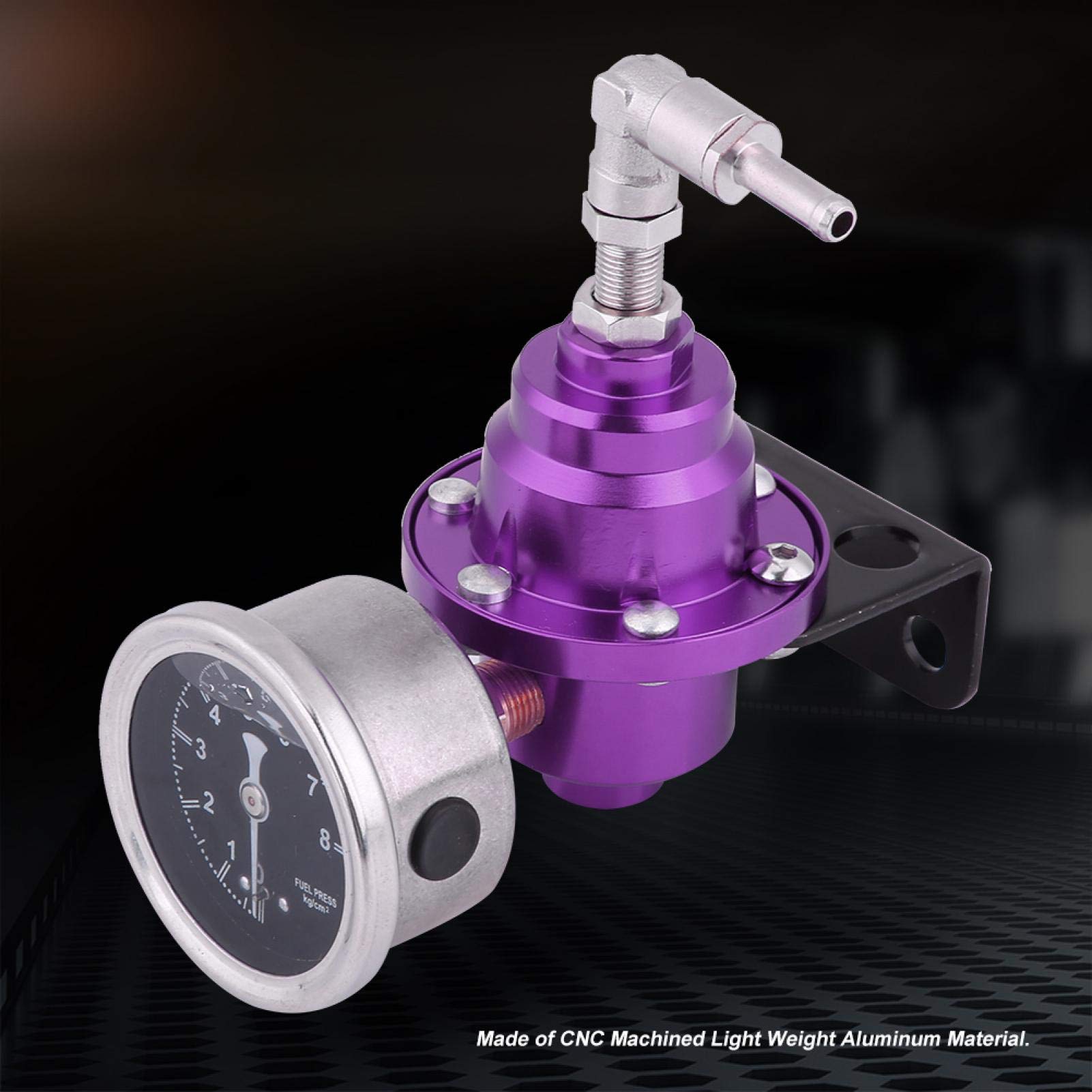 Fydun Regolatore Di Pressione Del Carburante Universale, 160psi Regolabile, Kit Con Manometro, In Alluminio Leggero, Migliora L’Efficienza Del Carburante, Compatibile Con Motori Turbo(Viola)